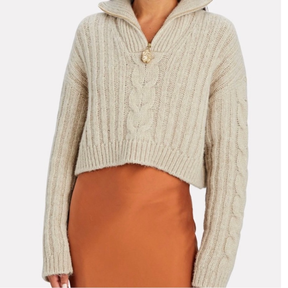 Nanushka Evie Half Zip Cable Knit Sweater